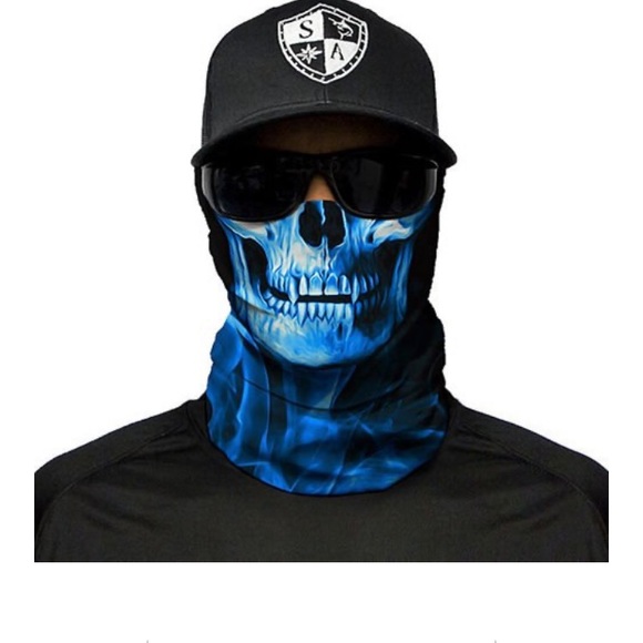 Blue Skull and Smoke facemask gator head-bandana - Picture 2 of 6